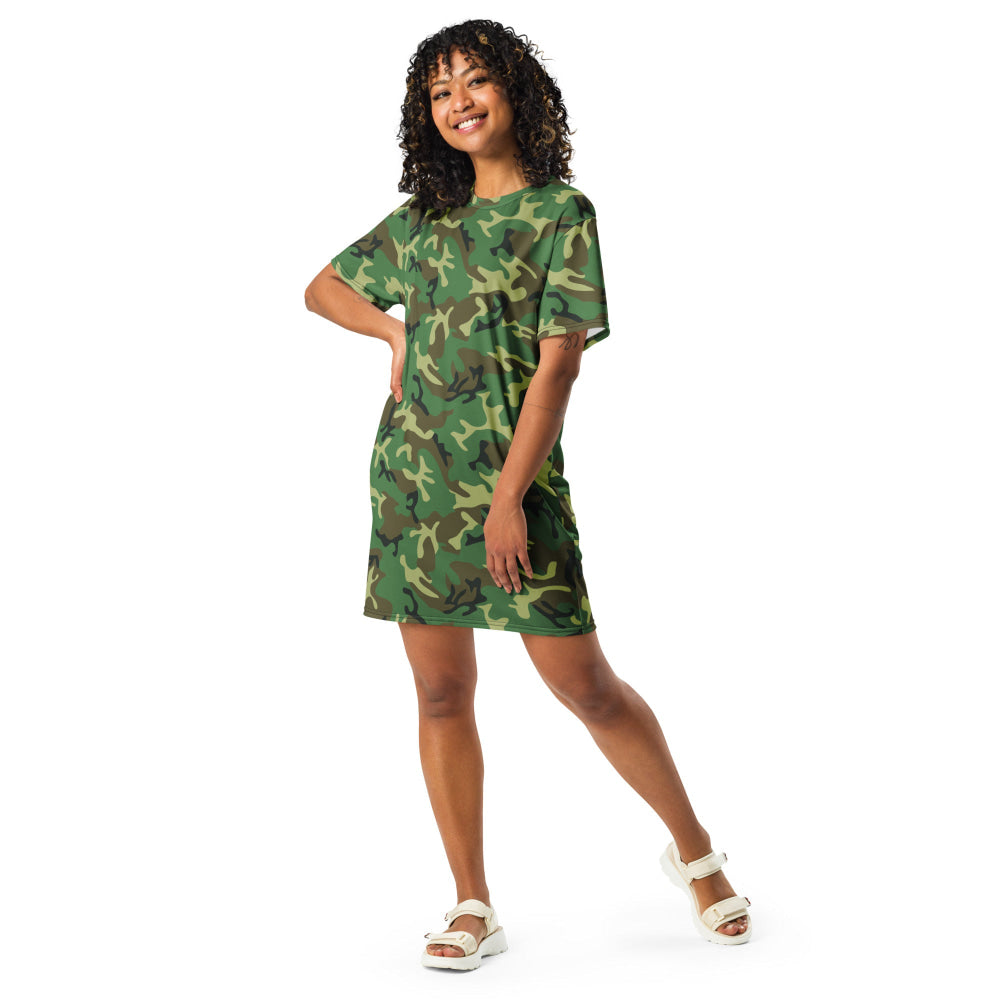 Chinese Type 87 Woodland CAMO T-shirt dress - Womens T-Shirt Dress