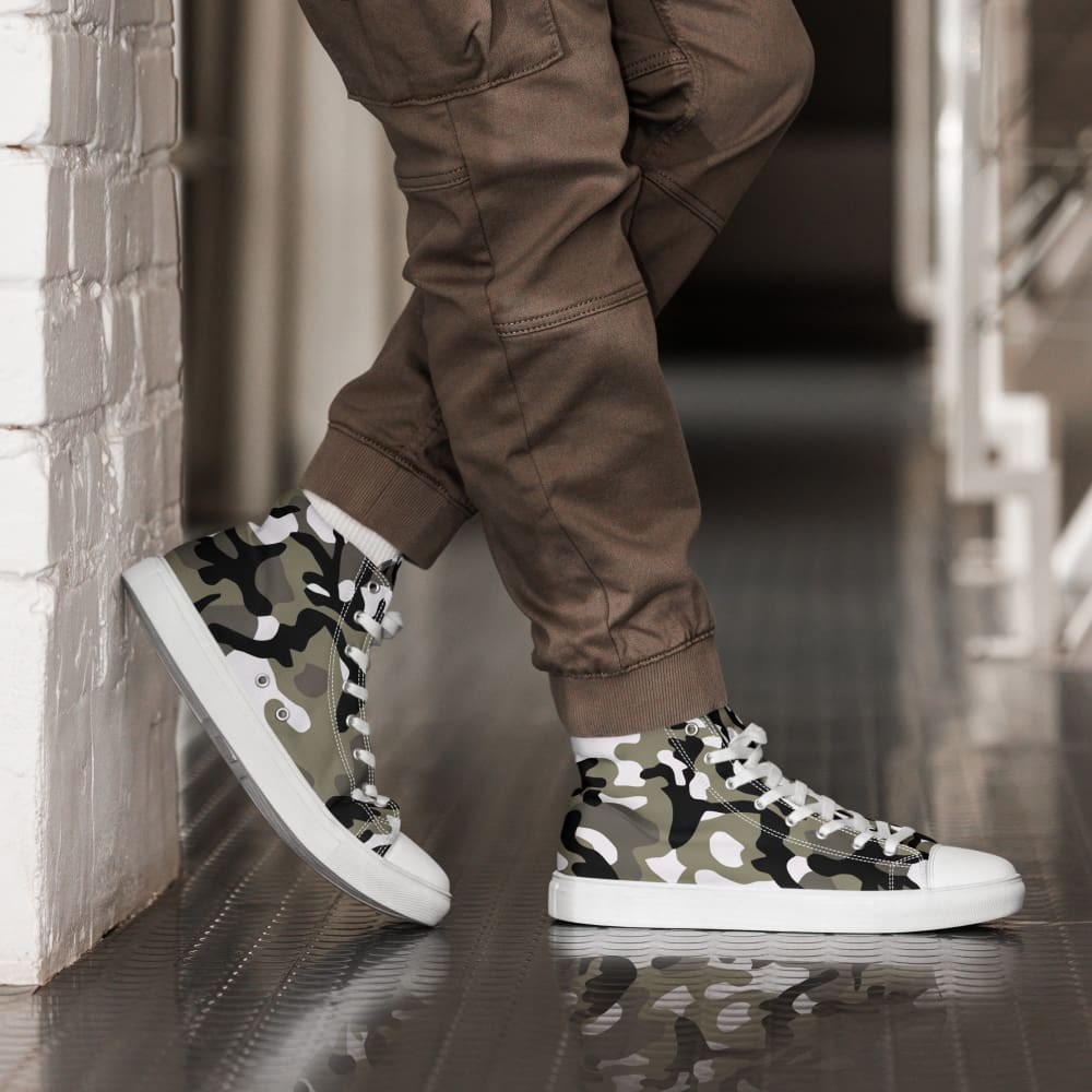 Chinese PLA Type 99 Airborne Urban CAMO Men’s high top canvas shoes - White / 5
