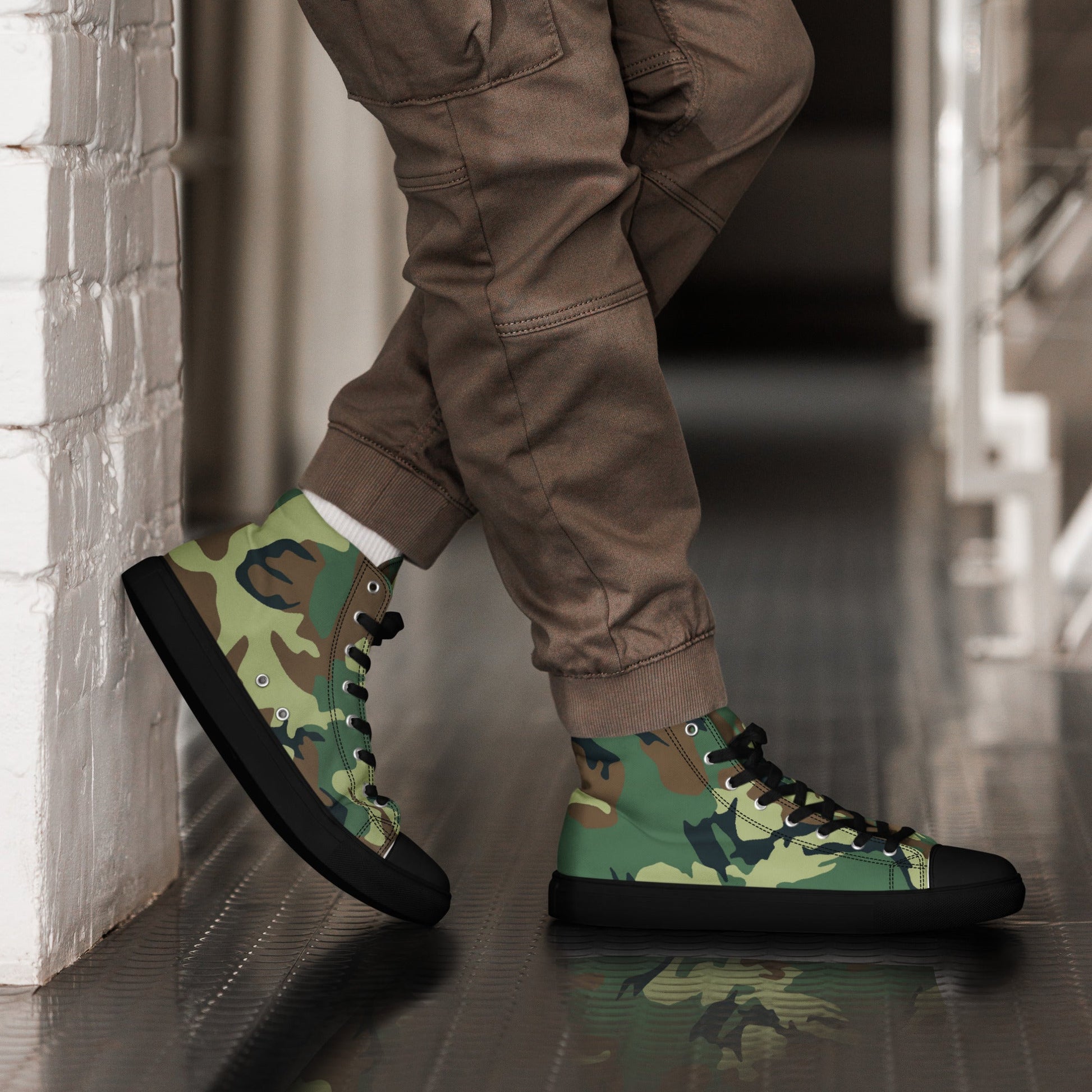 Chinese Type 99 Woodland CAMO Mens high top canvas shoes - 5 - High Top Canvas Shoes