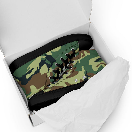 Chinese Type 99 Woodland CAMO Mens high top canvas shoes - High Top Canvas Shoes