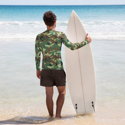 Chinese Type 99 Woodland CAMO Mens Long-Sleeve Rash Guard