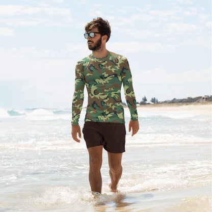Chinese Type 99 Woodland CAMO Mens Long-Sleeve Rash Guard - XS