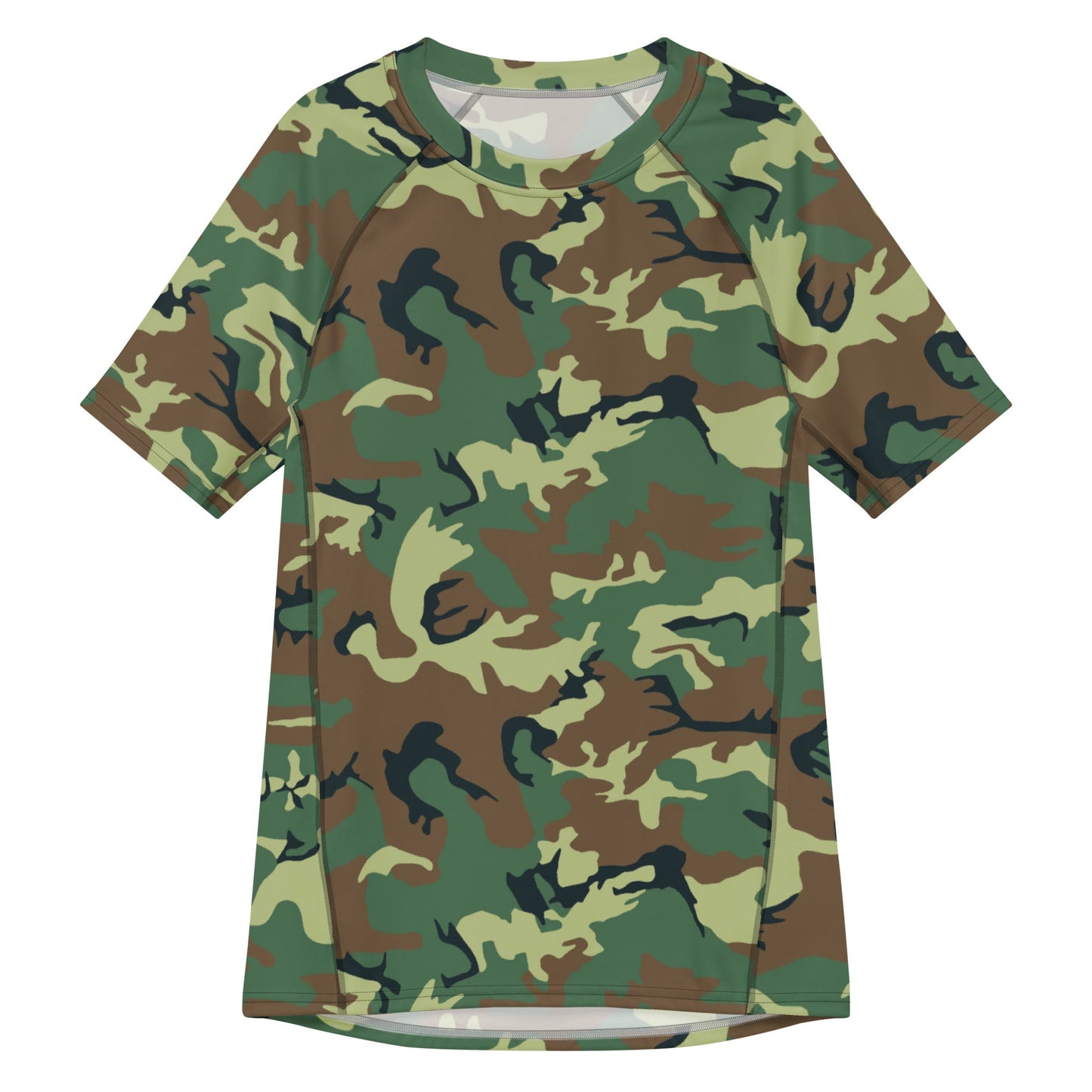 Chinese Type 99 Woodland CAMO Mens Short-Sleeve Rash Guard - 2XS - Short-sleeve Guards