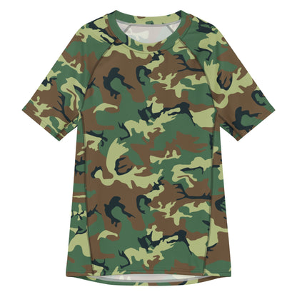 Chinese Type 99 Woodland CAMO Mens Short-Sleeve Rash Guard - 2XS - Short-sleeve Guards
