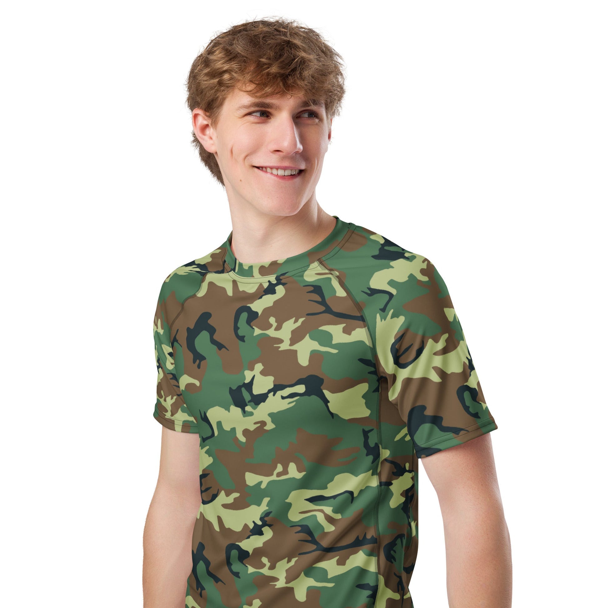 Chinese Type 99 Woodland CAMO Mens Short-Sleeve Rash Guard - Short-sleeve Guards