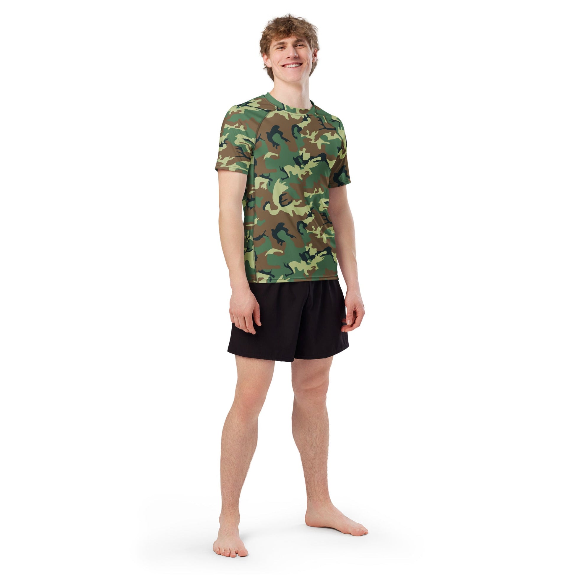 Chinese Type 99 Woodland CAMO Mens Short-Sleeve Rash Guard - Short-sleeve Guards