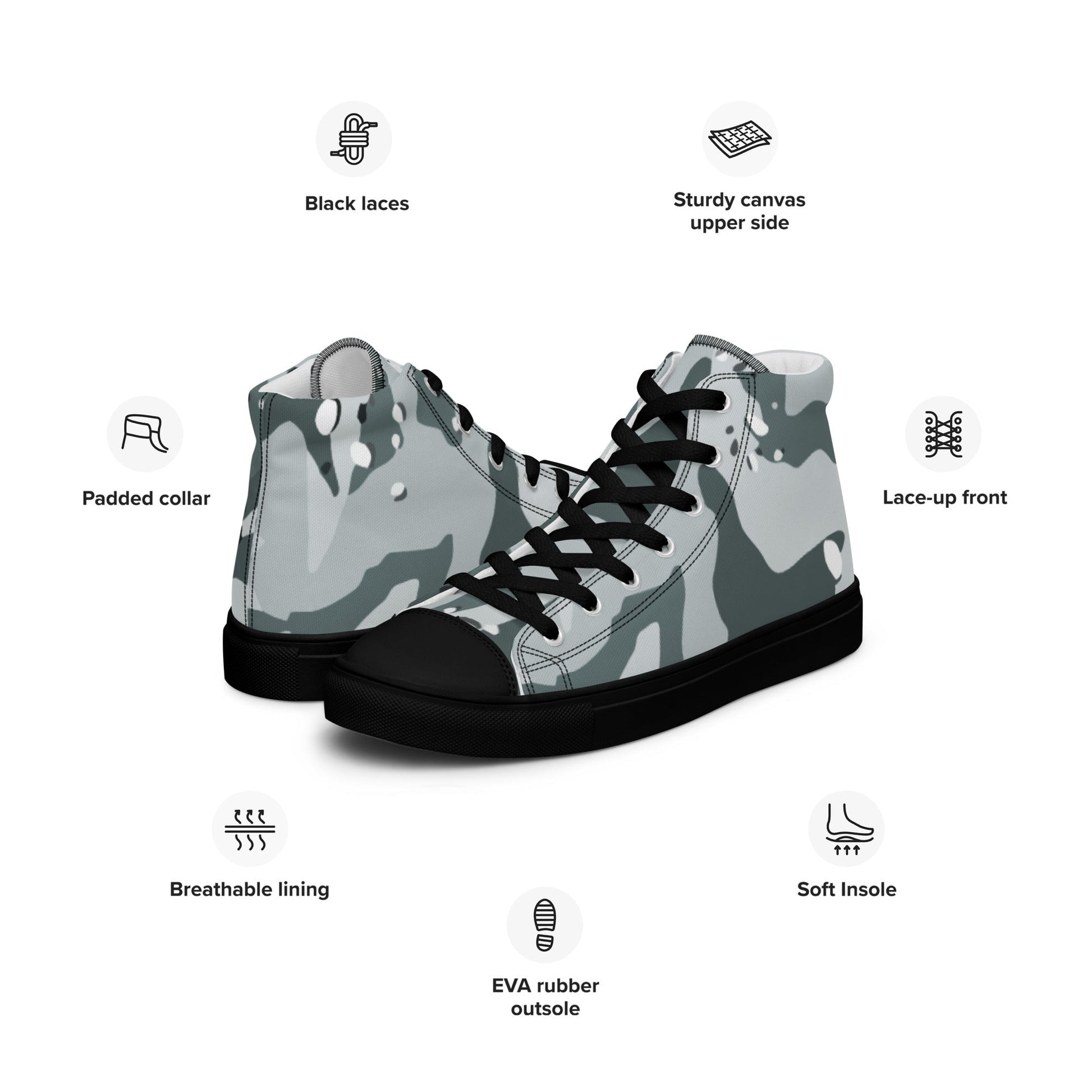 Chocolate Chip Arctic CAMO Mens high top canvas shoes - High Top Canvas Shoes
