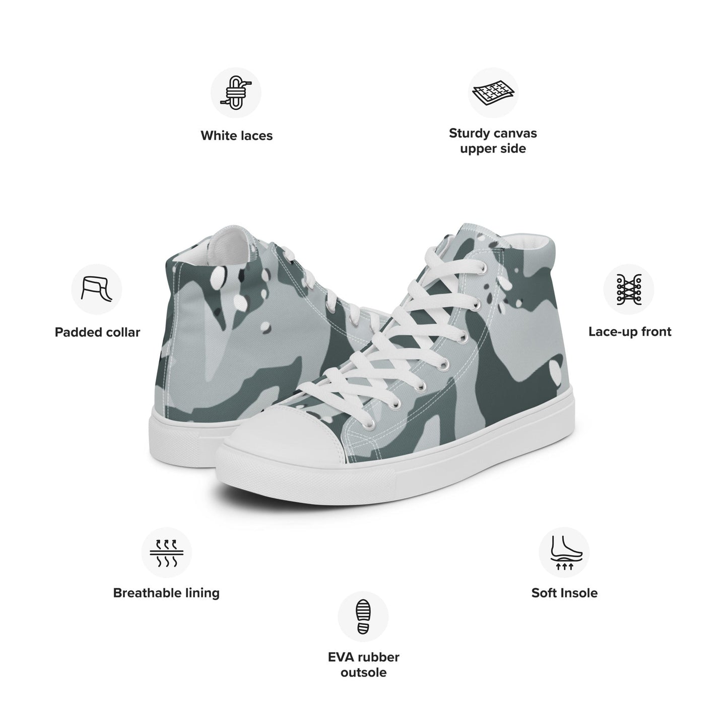 Chocolate Chip Arctic CAMO Mens high top canvas shoes - High Top Canvas Shoes