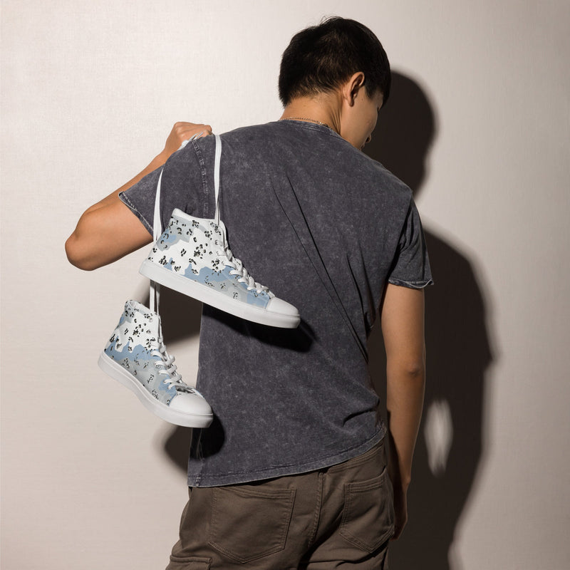 Chocolate Chip Polar Ice CAMO Mens High-Top Canvas Shoes