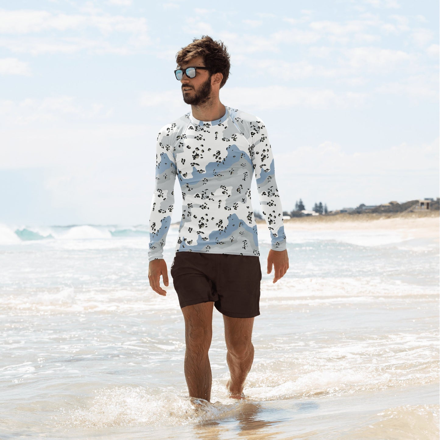 Chocolate Chip Polar Ice CAMO Mens Long-sleeve Rash Guard - XS - Guards