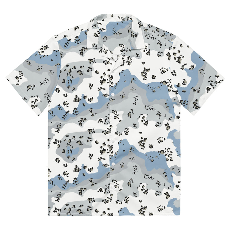 Chocolate Chip Polar Ice CAMO Unisex Short-Sleeve Button Shirt - 2XS - Button-Up