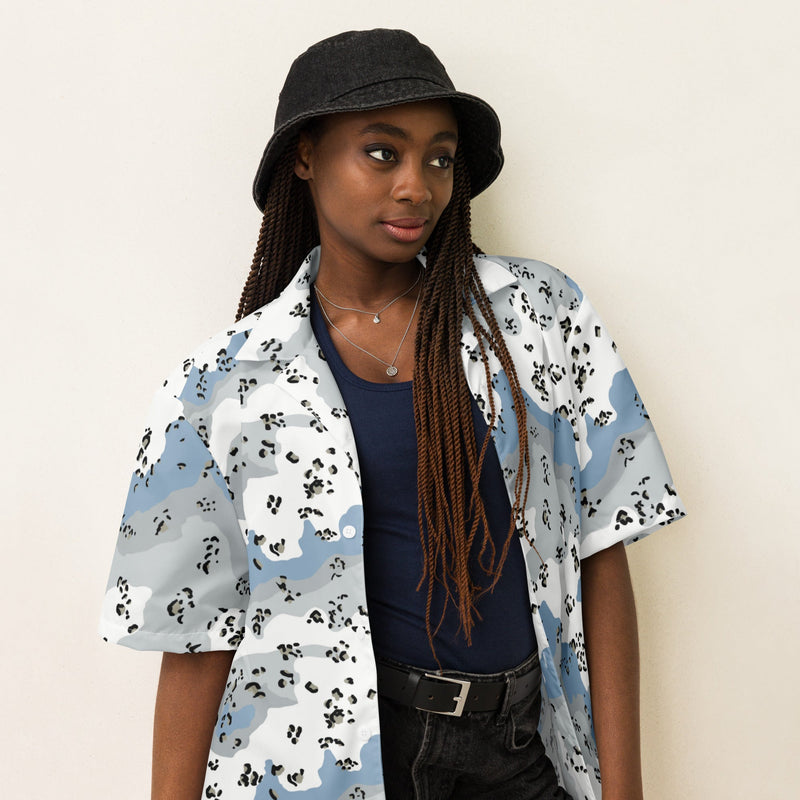 Chocolate Chip Polar Ice CAMO Unisex Short-Sleeve Button Shirt - Button-Up