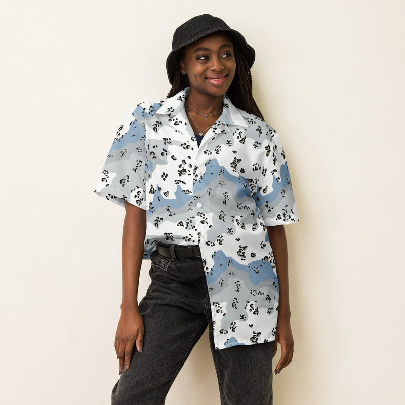 Chocolate Chip Polar Ice CAMO Unisex Short-Sleeve Button Shirt - Button-Up