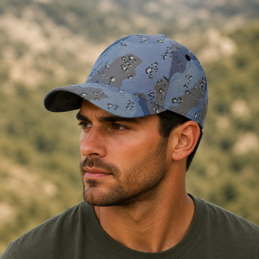 Chocolate Chip Saudi Urban Blue CAMO Snapback Ball Cap - U / White - Head