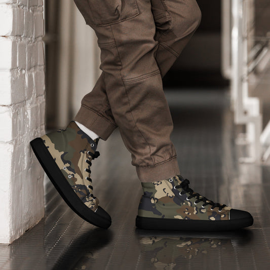 Chocolate Chip Woodland CAMO Mens high top canvas shoes - 5 - High Top Canvas Shoes