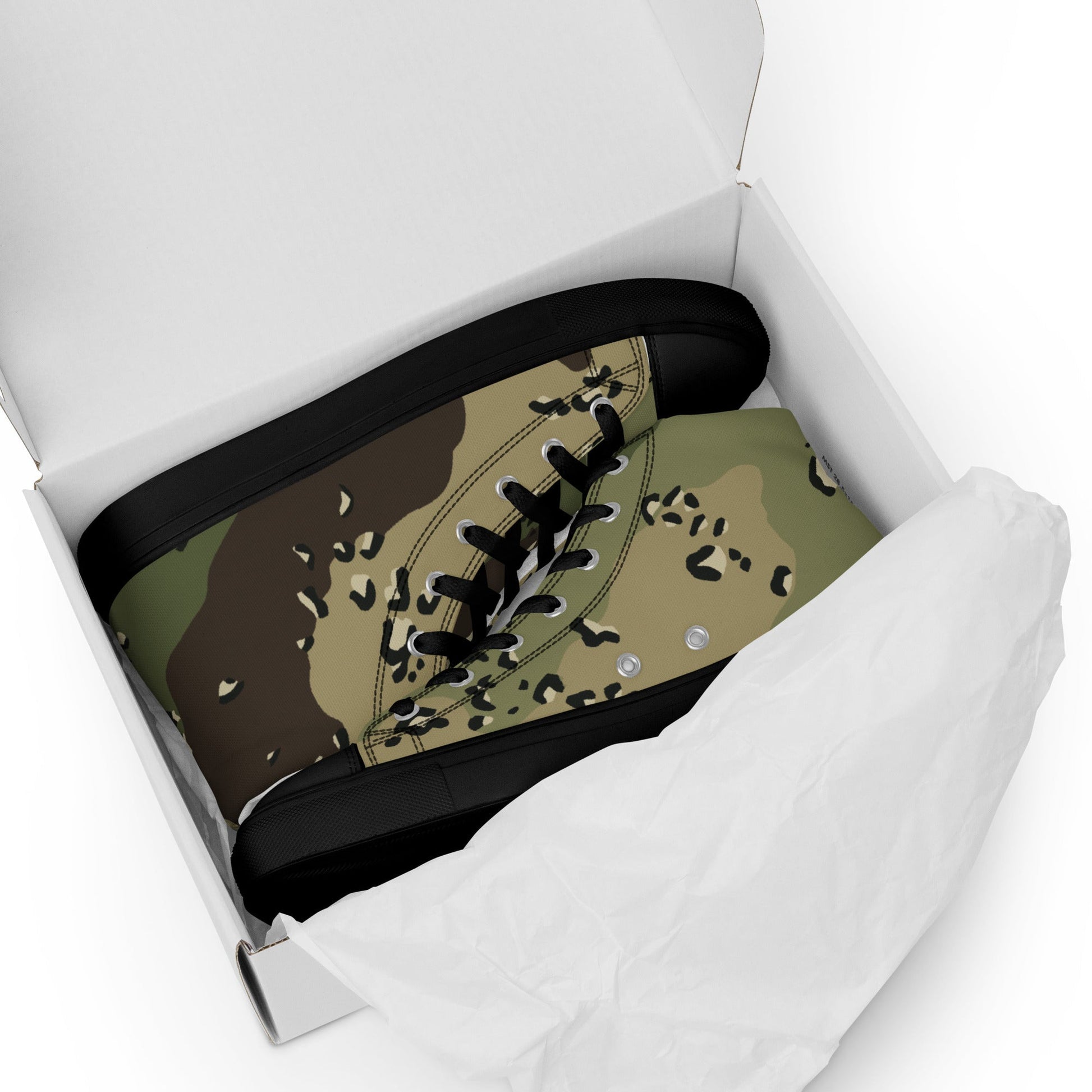 Chocolate Chip Woodland CAMO Mens High-Top Canvas Shoes