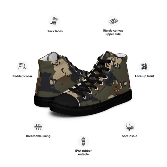 Chocolate Chip Woodland CAMO Mens high top canvas shoes - High Top Canvas Shoes