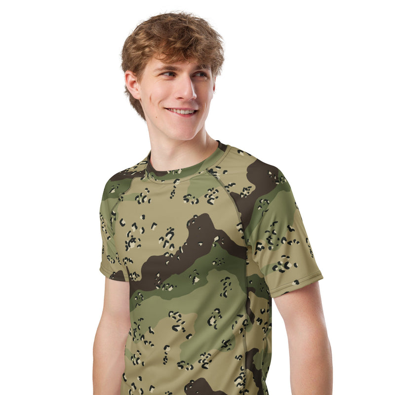 Chocolate Chip Woodland CAMO Mens Short-Sleeve Rash Guard - SS