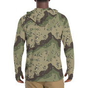 Chocolate Chip Woodland CAMO Mens Sunscreen Sports Hoodie With Thumb Holes