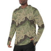 Chocolate Chip Woodland CAMO Mens Sunscreen Sports Hoodie With Thumb Holes - S / White