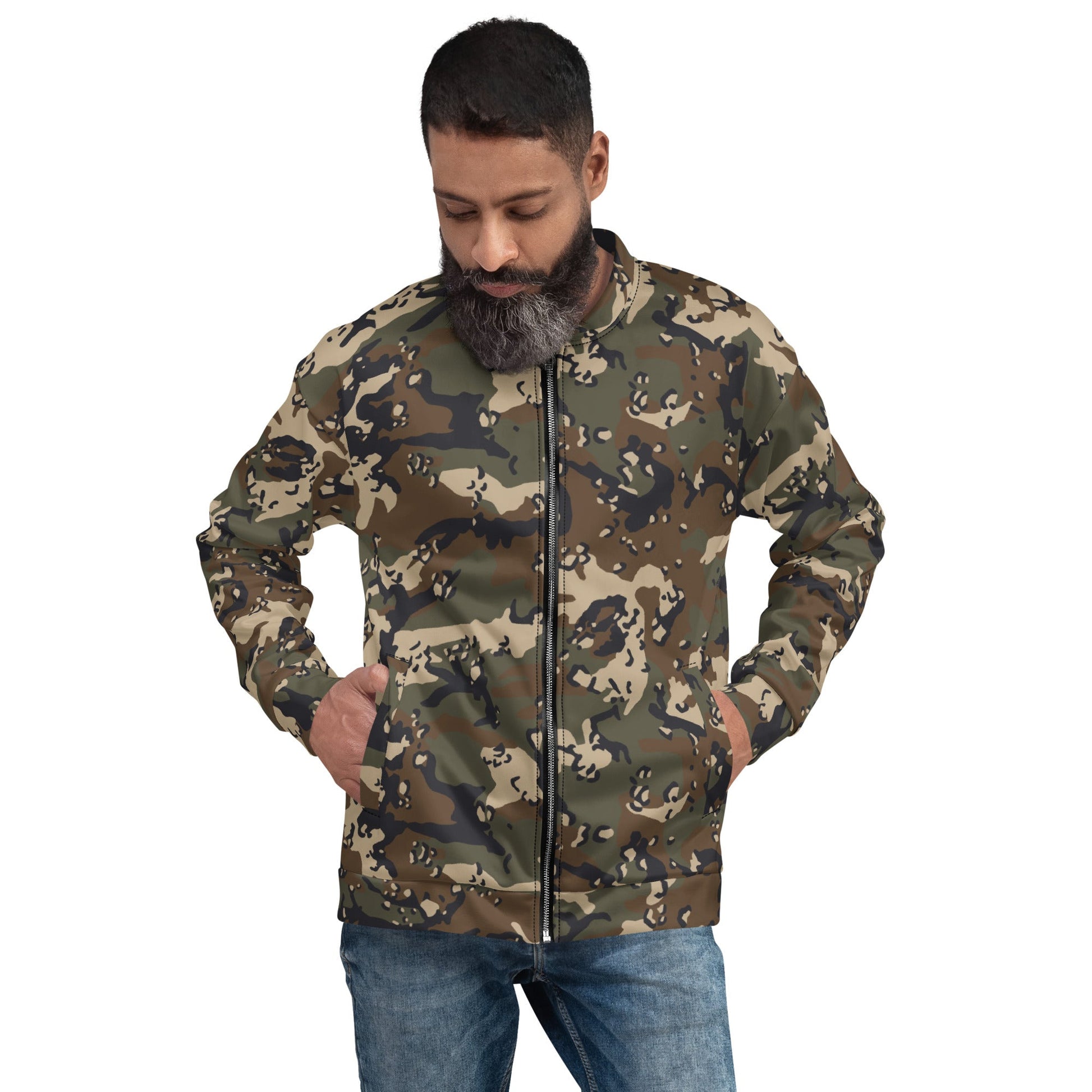 Chocolate Chip Woodland CAMO Unisex Bomber Jacket