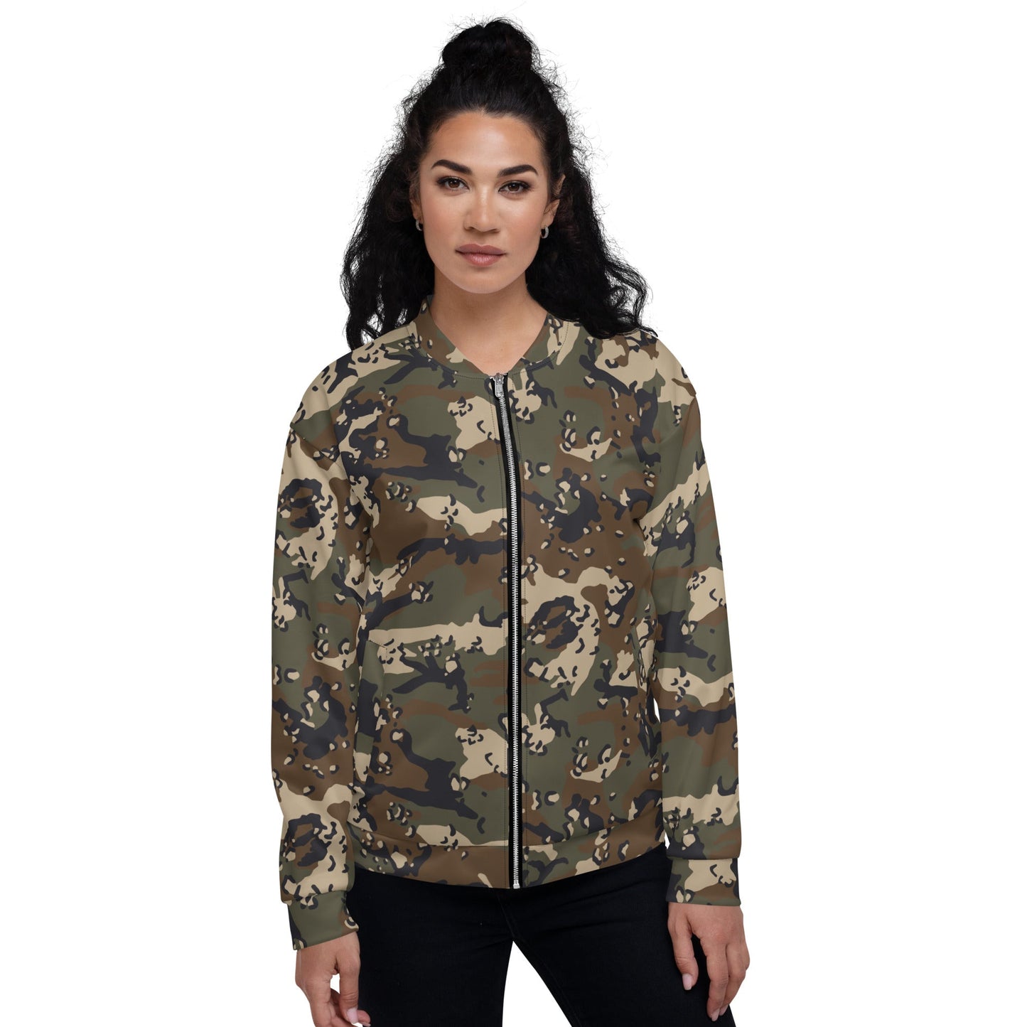 Chocolate Chip Woodland CAMO Unisex Bomber Jacket