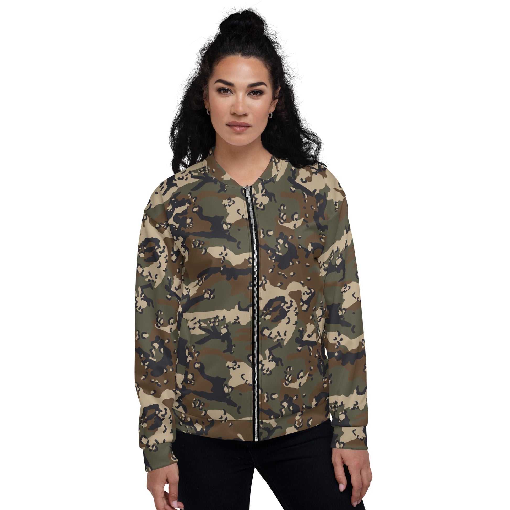 Chocolate Chip Woodland CAMO Unisex Bomber Jacket