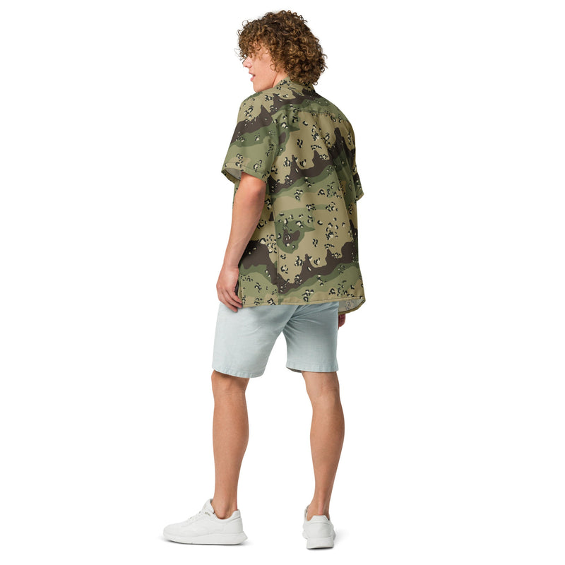 Chocolate Chip Woodland CAMO Unisex Short-Sleeve Button Shirt - Button-Up