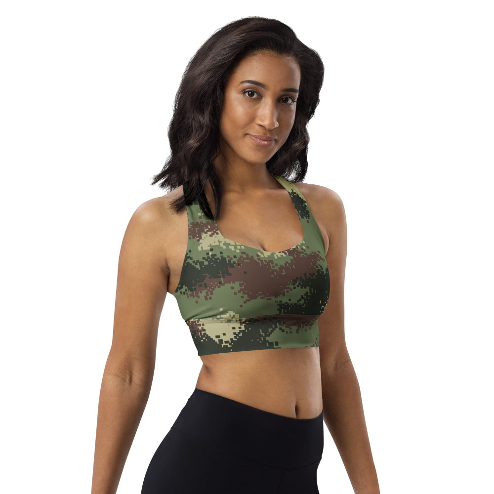 Colombian Camflado Pixelado Digital CAMO Longline sports bra - Womens Sports Bra