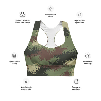 Colombian Camflado Pixelado Digital CAMO Longline sports bra - Womens Sports Bra