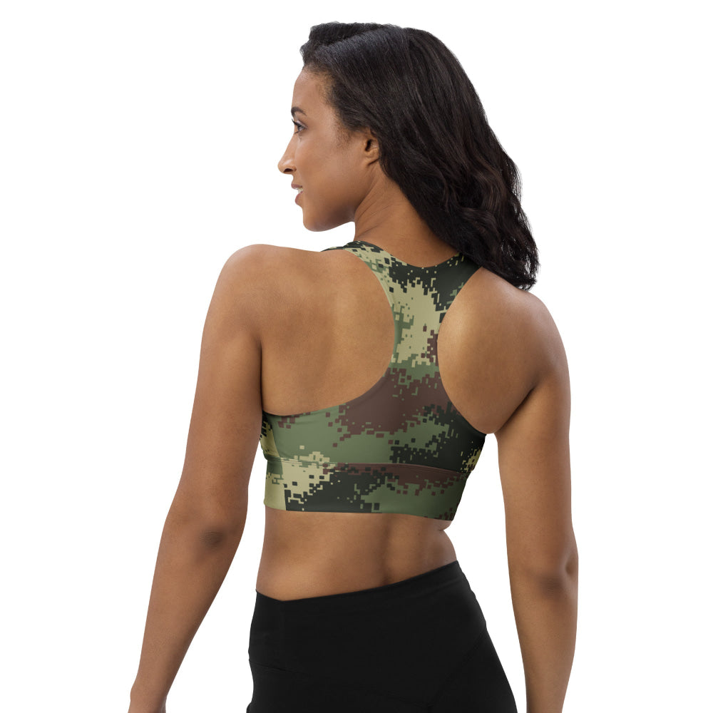 Colombian Camflado Pixelado Digital CAMO Longline sports bra - Womens Sports Bra