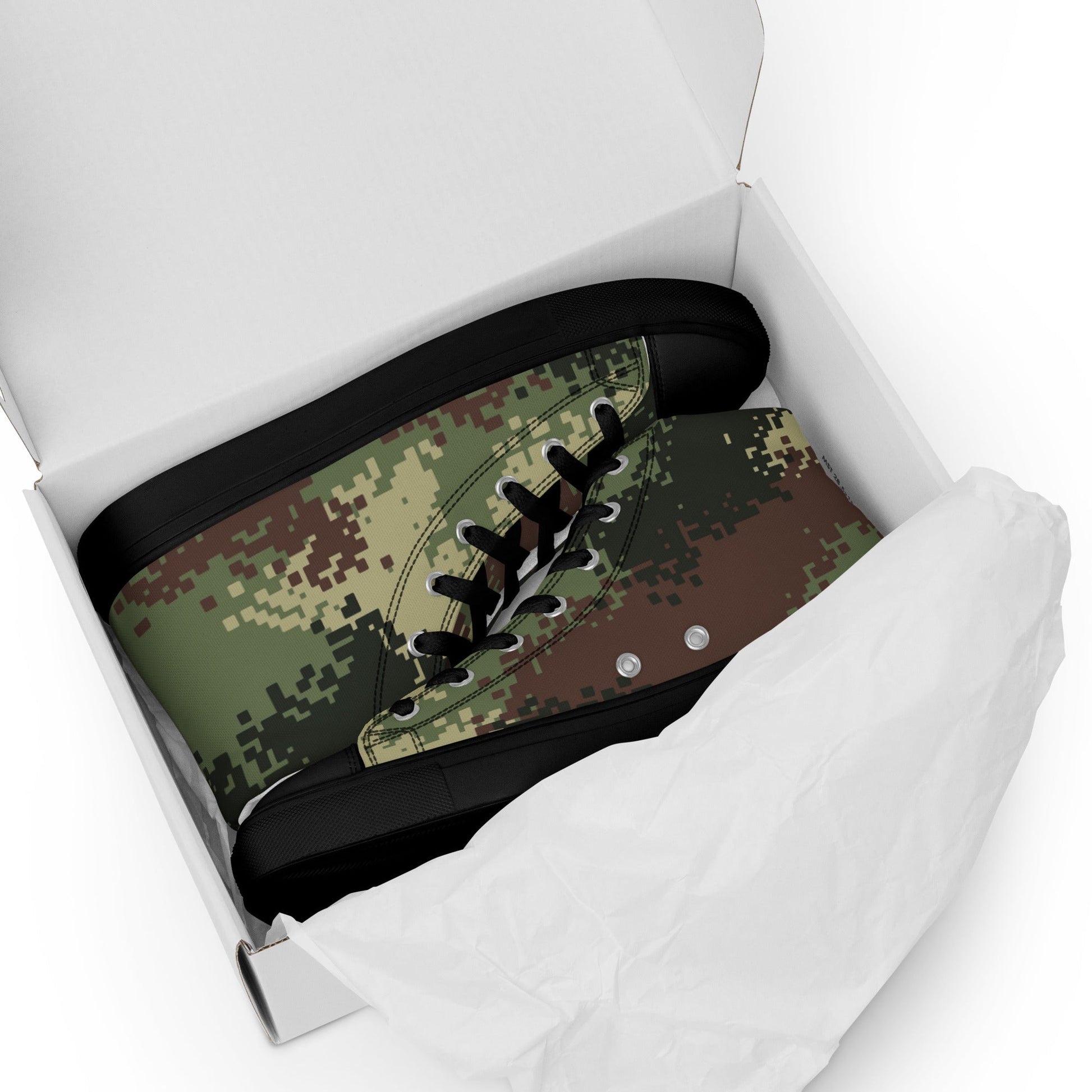 Colombian Digital Camflado Pixelado CAMO Mens high top canvas shoes - High Top Canvas Shoes