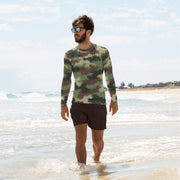 Digital Pixelado Jungle CAMO Mens Long-Sleeve Rash Guard - XS
