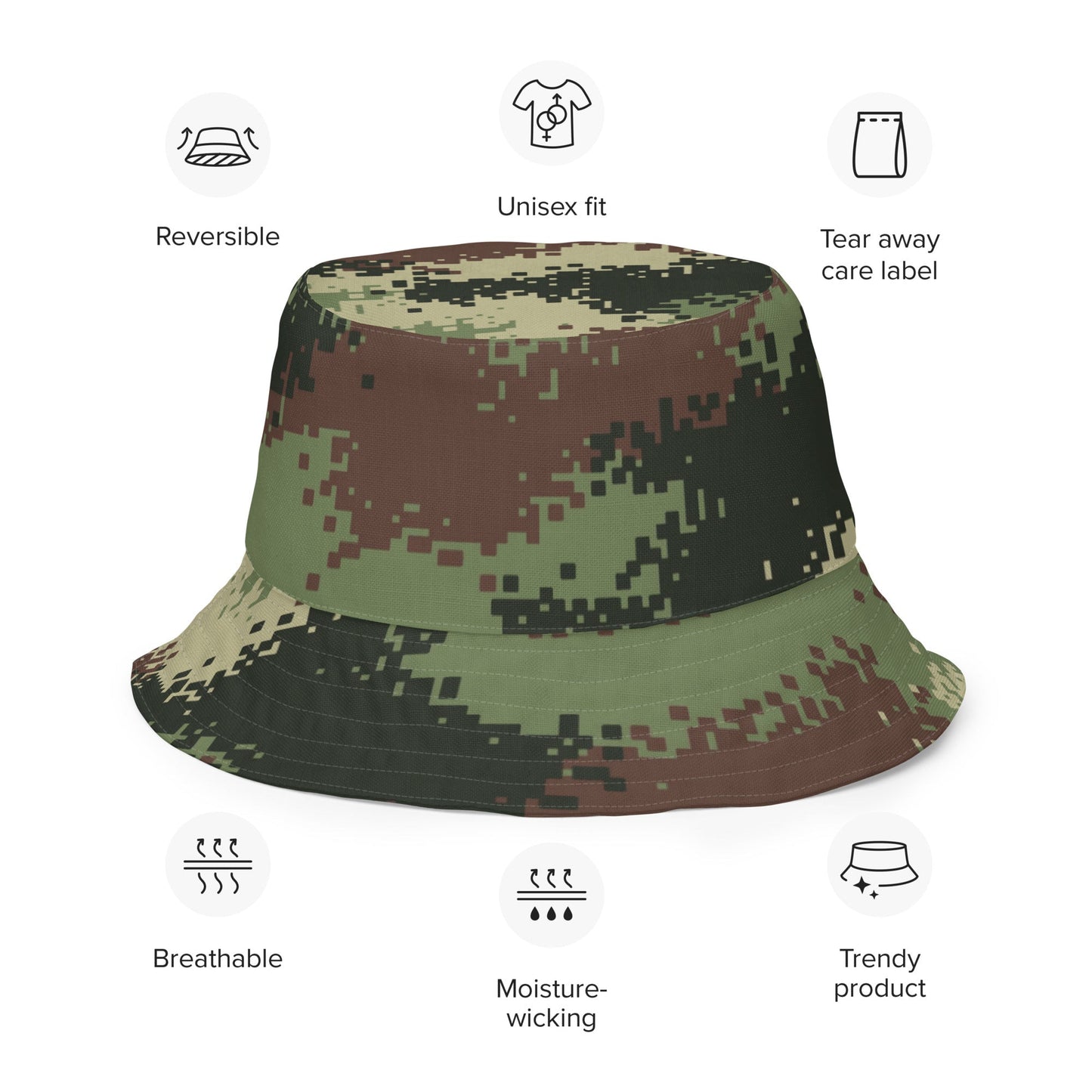 Colombian Digital Camflado Pixelado CAMO Reversible bucket hat - Bucket Hats