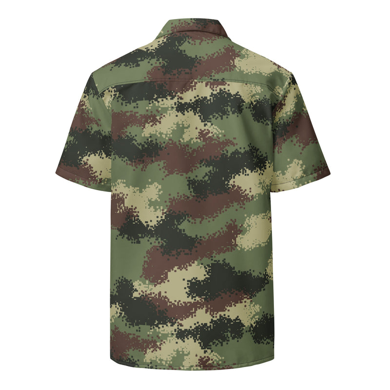 Digital Pixelado Jungle CAMO Unisex Short-Sleeve Button Shirt - Button-Up