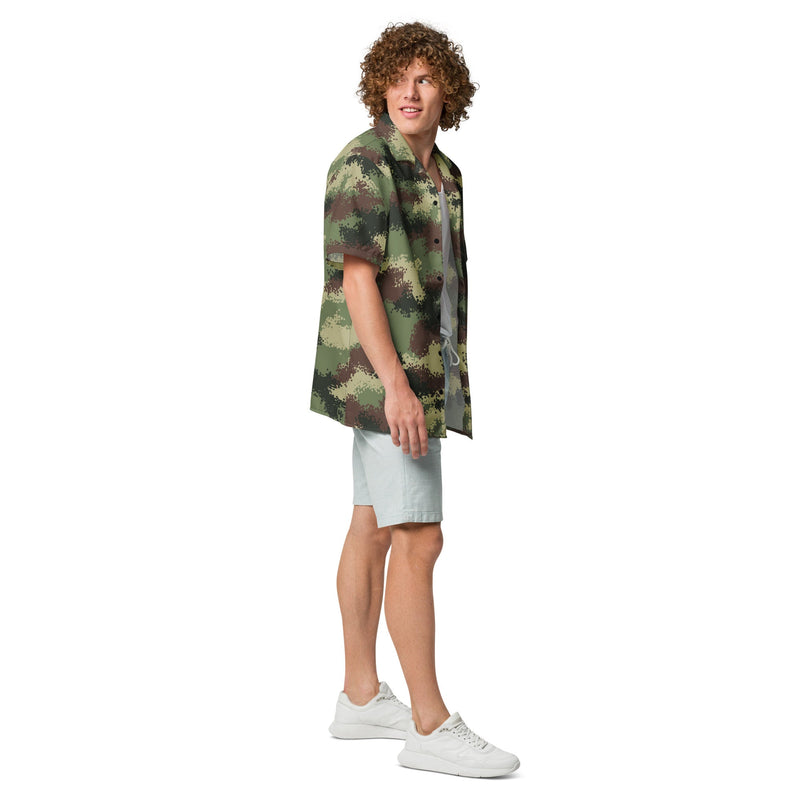 Digital Pixelado Jungle CAMO Unisex Short-Sleeve Button Shirt - Button-Up