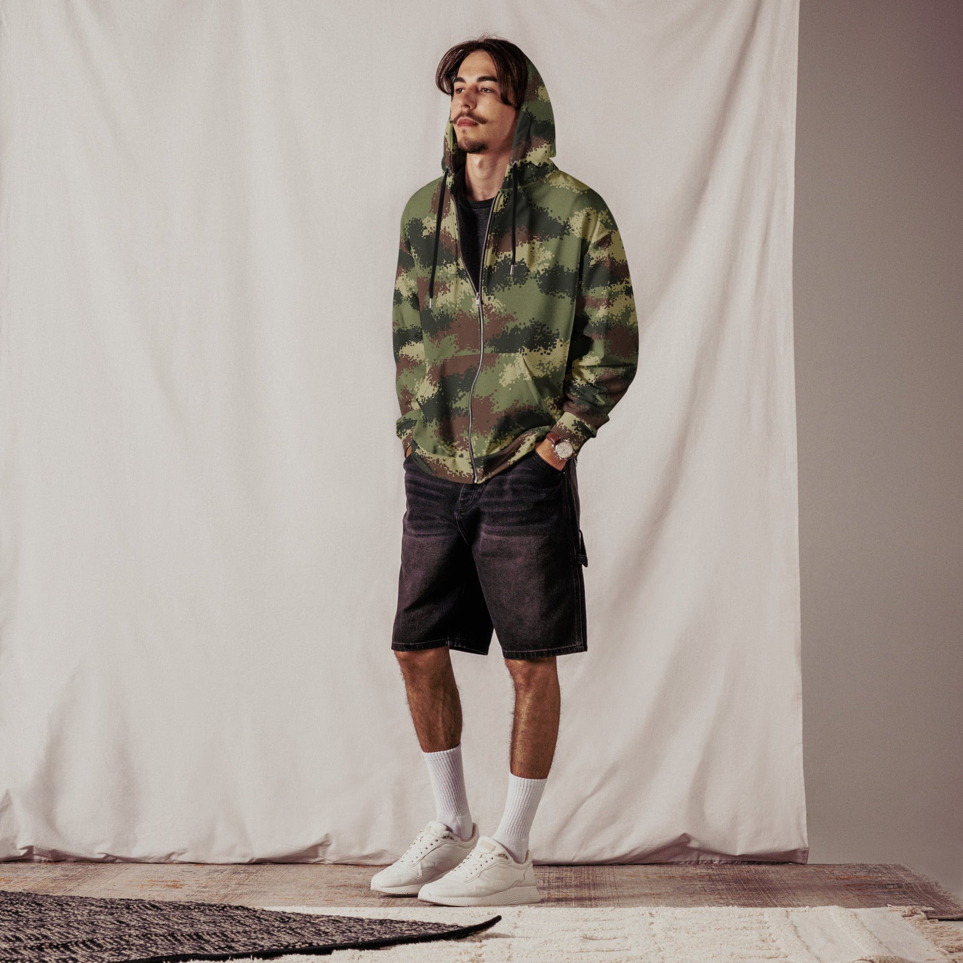 Colombian Digital Camflado Pixelado CAMO Unisex Zip Hoodie