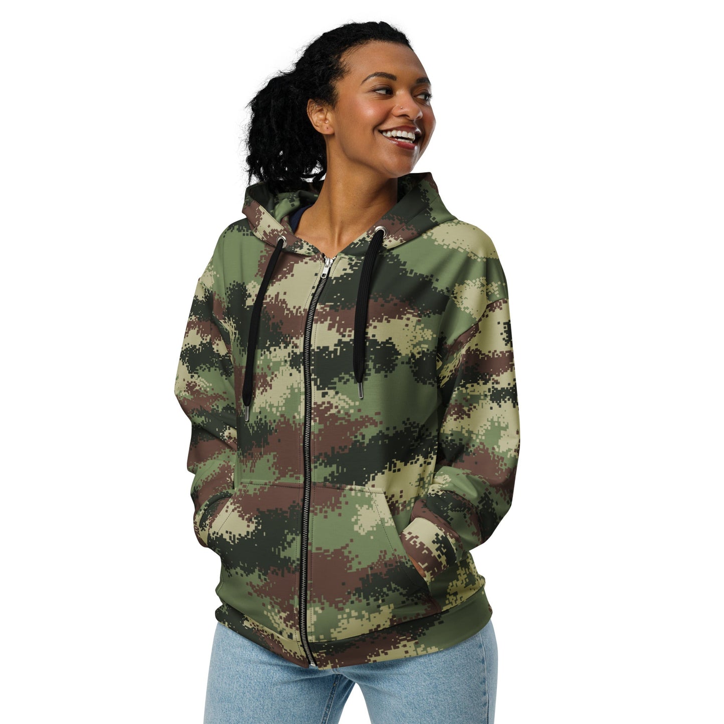 Colombian Digital Camflado Pixelado CAMO Unisex Zip Hoodie