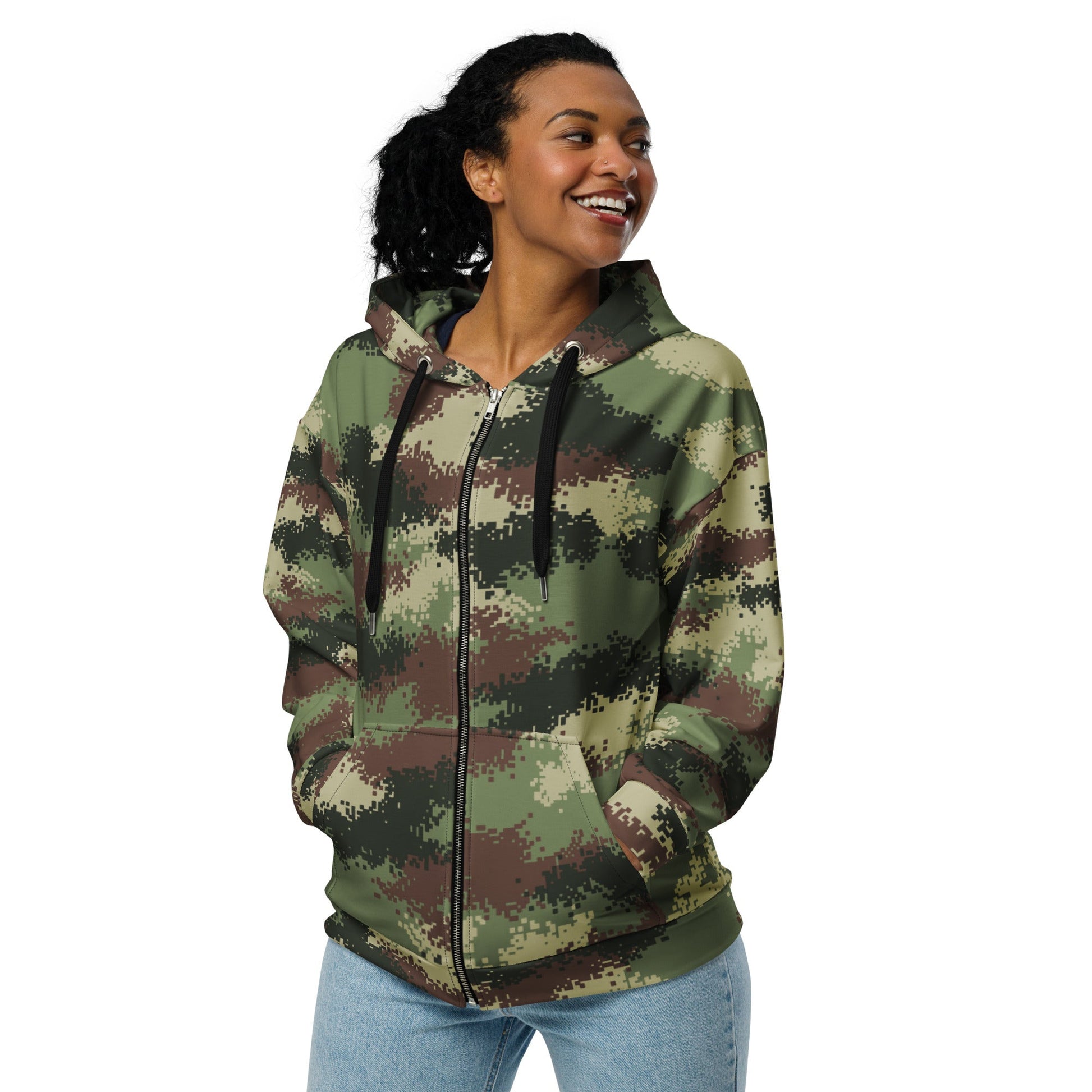 Colombian Digital Camflado Pixelado CAMO Unisex Zip Hoodie