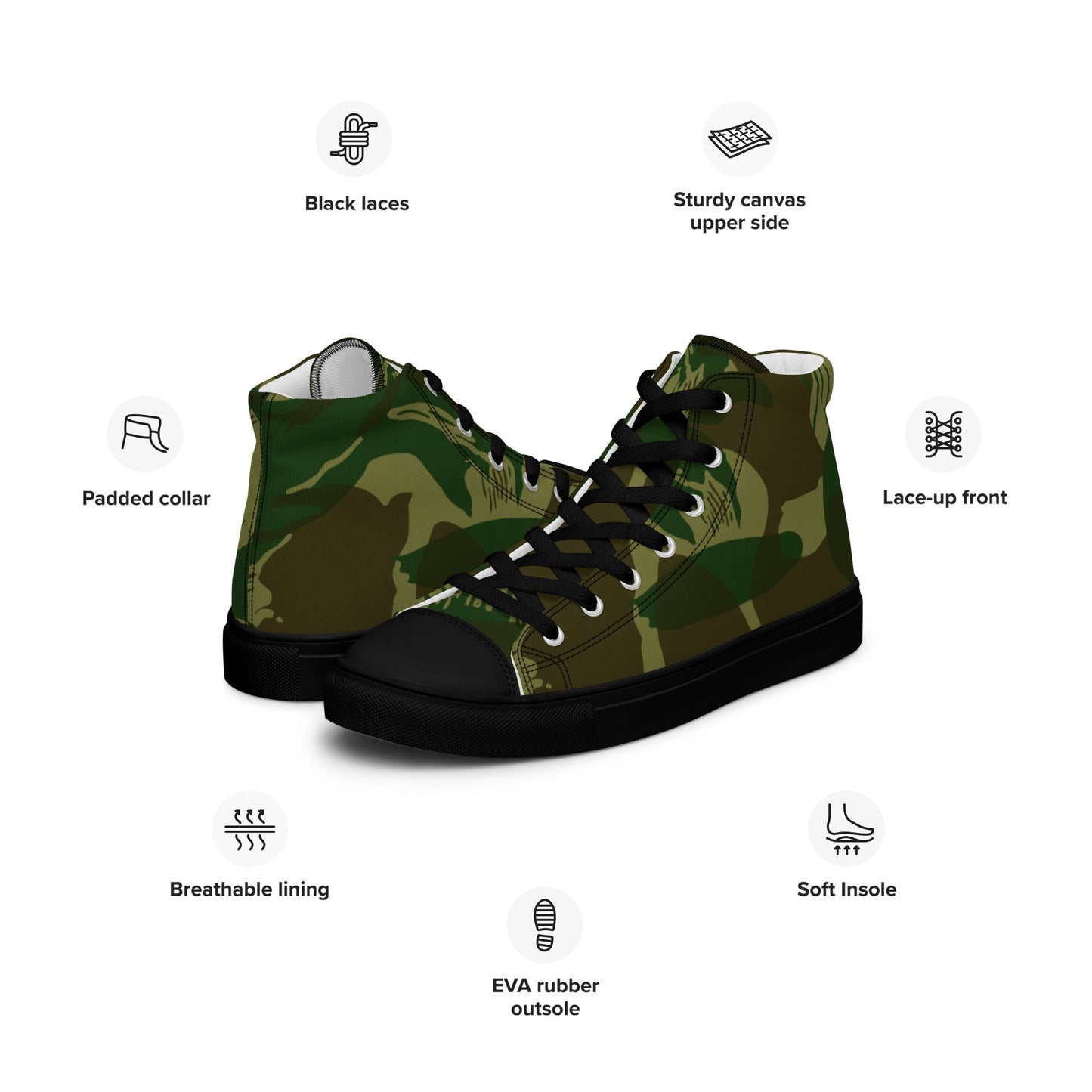 Congo Brushstroke CAMO Mens high top canvas shoes - High Top Canvas Shoes