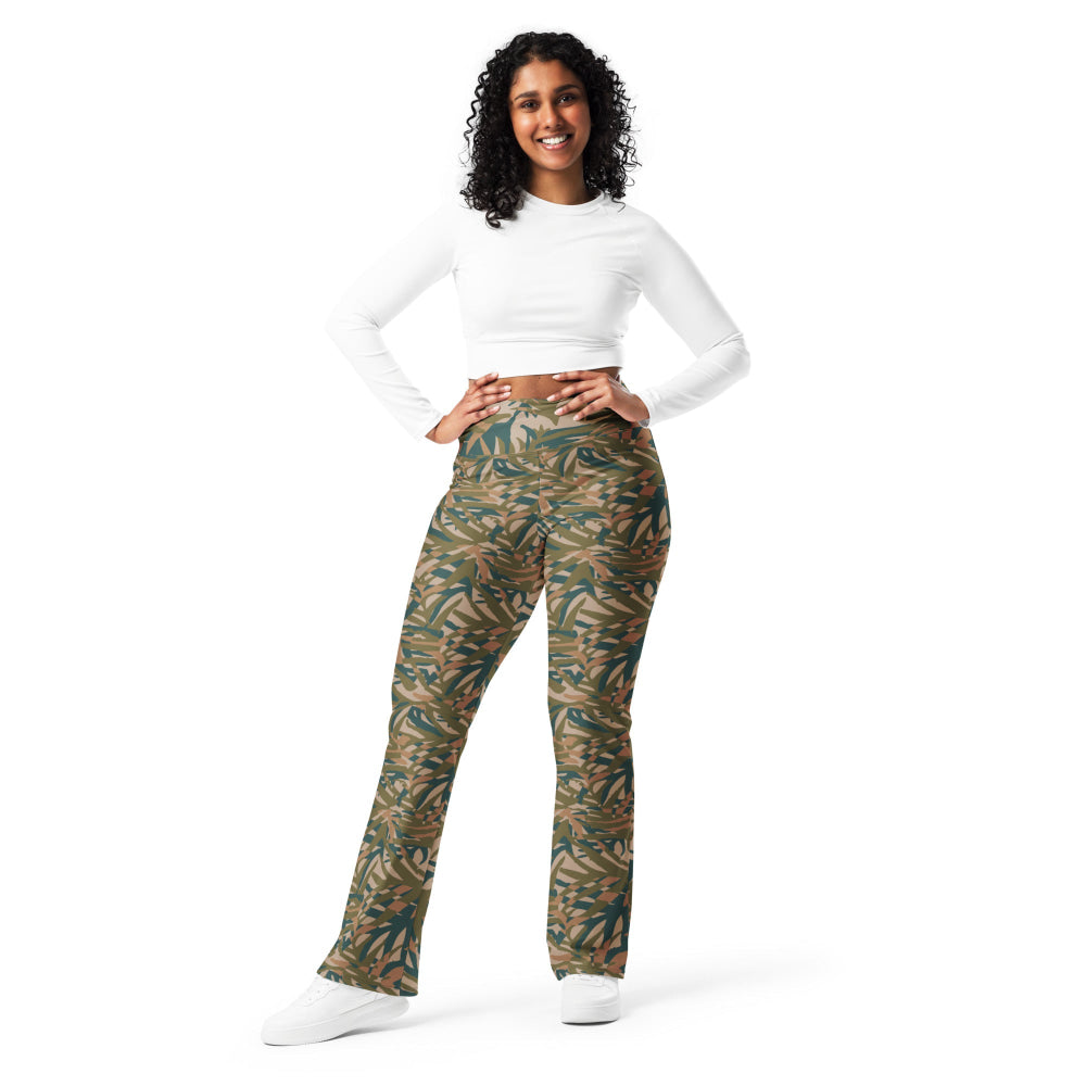 Congo Kin Presidential Guard Grasslands CAMO Flare leggings - Womens Leggings