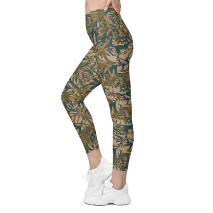 Congo Kin Presidential Guard Grasslands CAMO Leggings with pockets - Womens With Pockets