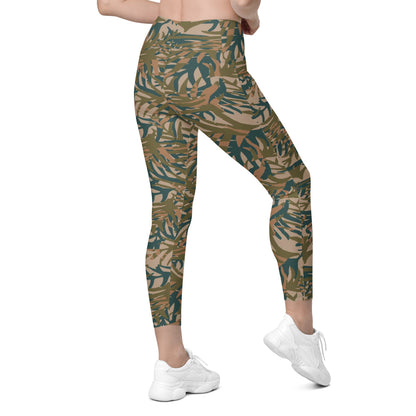 Congo Kin Presidential Guard Grasslands CAMO Leggings with pockets - Womens With Pockets