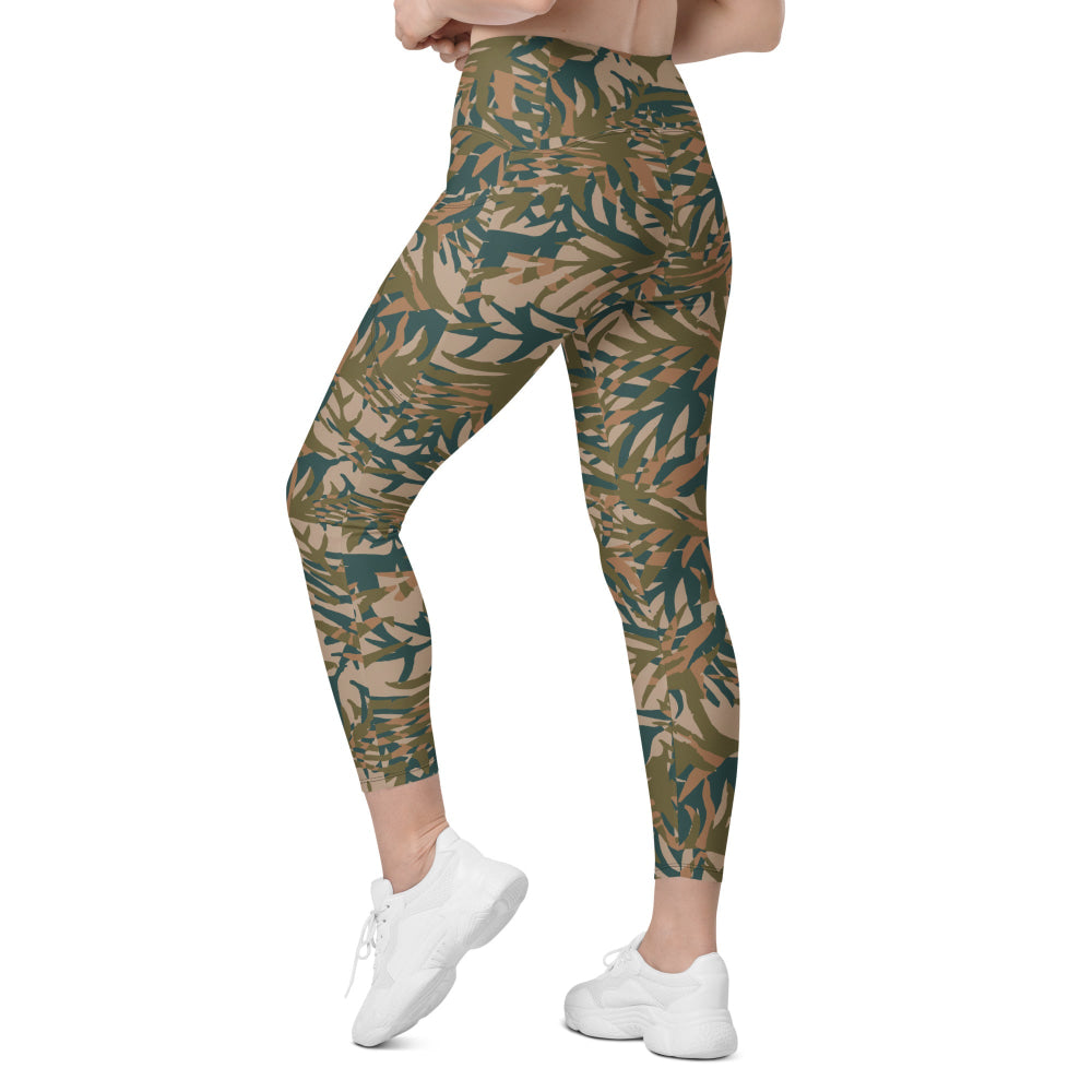 Congo Kin Presidential Guard Grasslands CAMO Leggings with pockets - Womens With Pockets