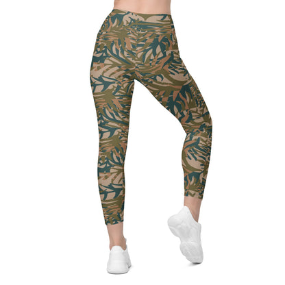 Congo Kin Presidential Guard Grasslands CAMO Leggings with pockets - Womens With Pockets