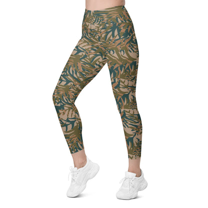 Congo Kin Presidential Guard Grasslands CAMO Leggings with pockets - Womens With Pockets