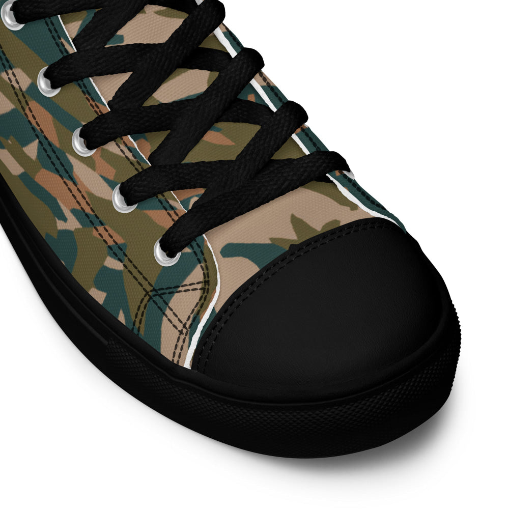 Congo Kin Presidential Guard Grasslands CAMO Men’s high top canvas shoes - Mens High Top Canvas Shoes