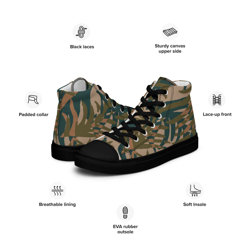 Congo Kin Presidential Guard Grasslands CAMO Men’s high top canvas shoes - Mens High Top Canvas Shoes