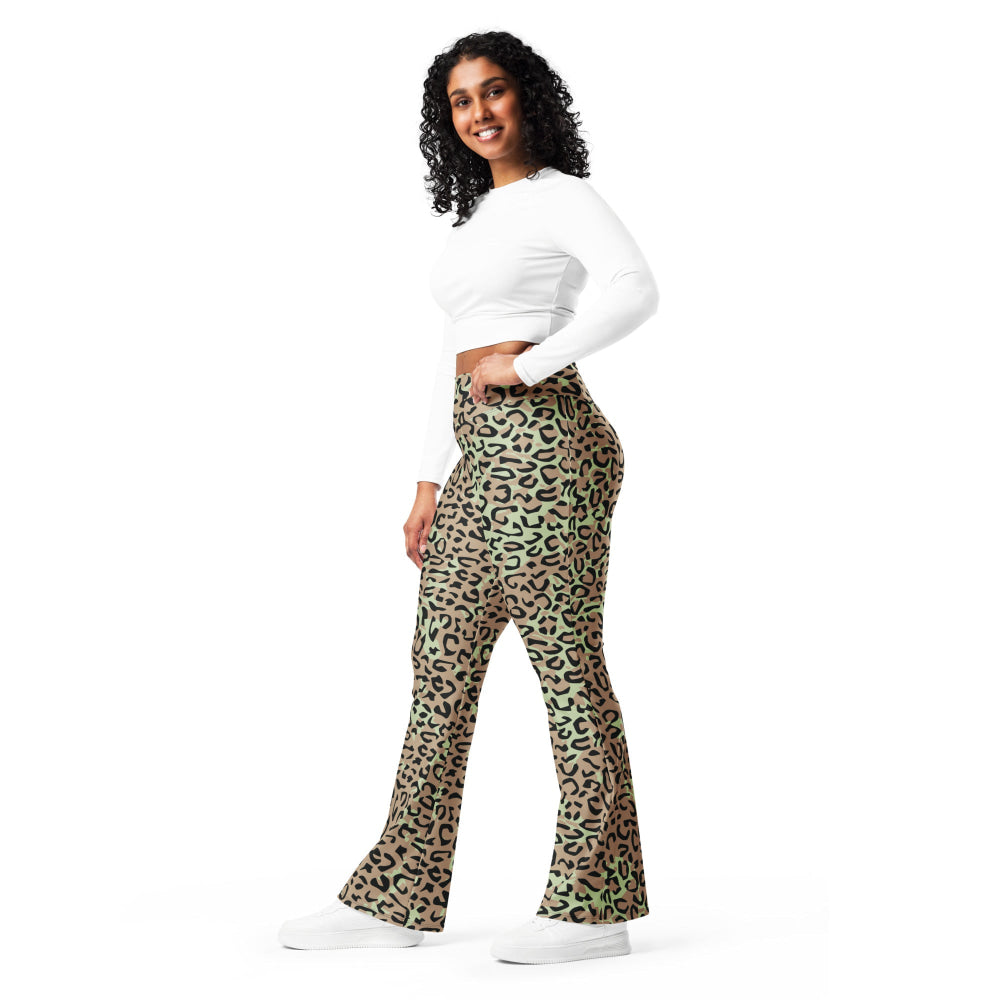 Congo (Zaire) Leopard Spot CAMO Flare leggings - Womens Leggings