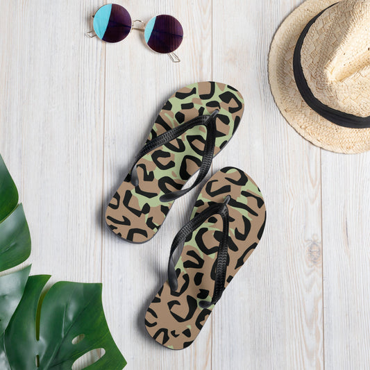Congo (Zaire) Leopard Spot CAMO Flip-Flops - S